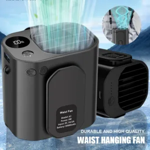 10000PRM Portable Waist Clip Fan Rechargeable Working Up to 20Hrs 3 Speeds Strong Airflow Personal Belt Neck Fan Clip on Waist for Golf Camping Outdoor Jobsite