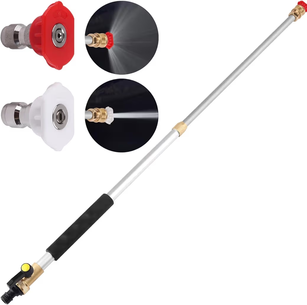 2025 Upgraded Extendable Jet Nozzle Power Washer - 2-in-1 High Pressure Washer Tool for Garden Hose, Adjustable Length 18“-32”, with Dual High-Pressure Nozzles and Hose Quick Connectors