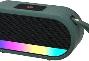 Portable Bluetooth Speaker, Bluetooth 5.3 with Punchy bass for Home/Outdoor, Built-in Lights, IP7 Waterproof, Wireless Speaker Stereo Pairing Green