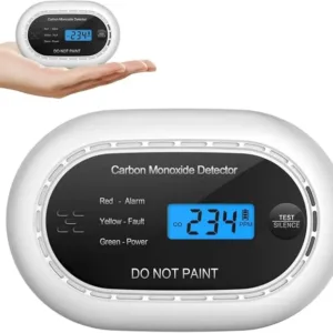 Carbon Monoxide Detector with LCD Digital Display, CE Certified CO Alarm with Sealed in 10 Year Battery, Standalone Audible CO Detector for Home,Black,1 Pack