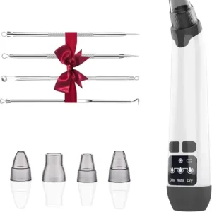 Blackhead Remover Vacuum - Powerful Pore Vacuum for Cleansing, Blackhead Extractor with 3 Adjustable Suction Levels, 4 Blackhead Removal Tools, USB Rechargeable，Suitable for Women and Men (White)