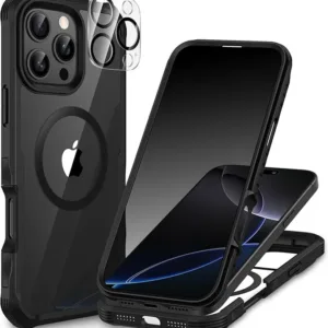 CENHUFO Compatible with iPhone 16 Pro Privacy Case Fits Magsafe, Built-in Anti-spy Screen Protector with Camera Lens Protector, 360 Full Body Protective Phone Case for iPhone 16 Pro 6.3 Inch -Black