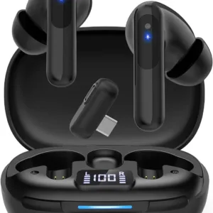 RYR 2.4GHz Wireless Gaming Earbuds, Bluetooth 5.3 in-Ear Headphones Bass Stereo, Gaming Earphones with Noise Cancelling Mic, LED Display, 36Hs Playtime for Meta Quest 3/2, PS5/4, VR, Switch, PC, Phone