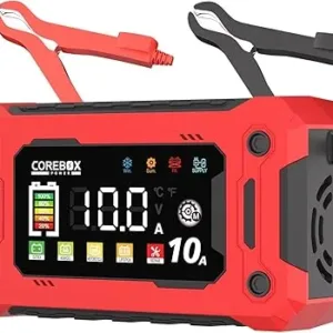 10A Car Battery Charger with LCD Display, 9-Stage Trickle Charger for Car Battery -12V Lead-Acid, AGM, Gel, LiFePO4 Batteries. Quality Guaranteed for Car, Motorcycle, Sedan, SUV, Light Pickup Trucks