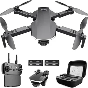 tech rc Drone with Camera for Adults 1080P HD Optical Flow RC Quadcopter with 2 Battery & Carrying Case, APP Gesture Selfie, Altitude Hold, Headless Mode, Foldable Drones for Teenagers Beginner