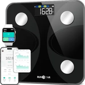 Scale for Body Weight and Fat Percentage RunSTAR Ultra-precision Digital Accurate Bathroom Smart Scale with Large Display 13 Body Composition Analyzer Sync App Weight Scale BMI Health Monitor-400lb