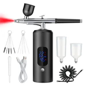Airbrush Kit with Compressor - High-Pressure Portable Air Brush with 0.2/0.3/0.5mm Nozzle, Non-Clogging Spray Gun with Cleaning Brush for Painting Model Barber Cake