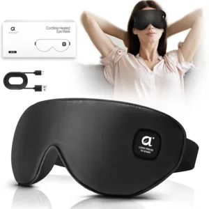 Heated Eye Mask for Dry Eyes, arboleaf Eye Mask for Sleeping Cordless Rechargeable, Blackout Sleep Eye Heat Mask, Temperature Control, Washable Cover & Travel, Gifts for Women Men, 1000mAh Battery