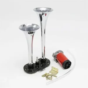 MAIL MORE car horns loud 12v, loud car horn 12v klaxon, loud car lorry horn 12v, van horns super loud 12 volt, trumpet horn, 12v dual trumpet lorry horn truck rv train boat loud air horn sliver