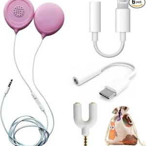 Prnaiev Pregnancy Headphones for Belly,Belly Headphones for Pregnant Women,Safely Play Music to Your Baby in The Womb，with Apple and Android Adapter Cable,Good Sound Quality,Easy to Operate,Pink