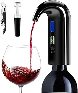 Electric Wine Aerator, One-Touch Automatic Wine Decanter for Red & White Wine, Wine Dispenser, Wine Pourer, Wine Gifts for Wine Lovers (Black)