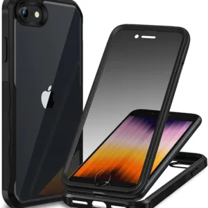 CENHUFO Compatible with iPhone SE 2022/2020 Case, iPhone 8/7 Case with Built-in Privacy Screen Protector, Shockproof Case with Anti Spy Glass Screen Protector for iPhone 8/7/SE2/SE3 - Black