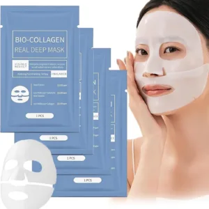 Radiant Glow Collagen Face Mask - Real Deep Overnight Face Masks Skincare with Hyaluronic Acid, Galactomyces Ferment & Vitamin E, Facial Mask for Hydrating, Firming, Plumping & Anti-Aging - 34g x 5ea