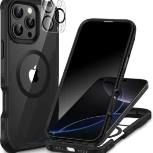 CENHUFO Compatible with iPhone 16 Pro Max Privacy Case Fits Magsafe, Built-in Privacy Screen Protector with Lens Protector, 360 Full Body Protective Phone Case for iPhone 16 Pro Max 6.9 Inch -Black