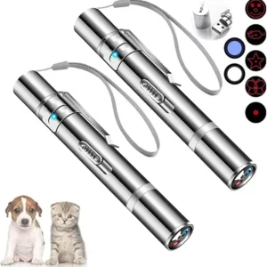 JARUFEE Cat Toys for Indoor Cats, USB Rechargeable Red Dot Kitten Practice Chaser Toys LED Light Pointer with 5 Patterns Pet Scratch Exercise Tools,Cat Interactive Toys 2Pack