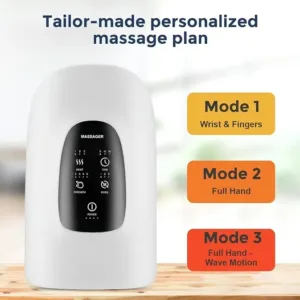 MIRELLE Hand Massager with Heat Compression, Pressure Point Therapy for Arthritis, Pain Relief and Carpal Tunnel, Shiatsu Massage Machine, Cordless, Touchscreen