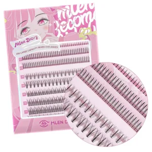Natural C Curl Eyelash Clusters O-Tulip 10.5-13.5MM 105pcs Wispy Lash Clusters Kit Short Lightweight Handmade PBT Fiber for Bigger Eyes (O-Tulip 10.5-13.5MM)