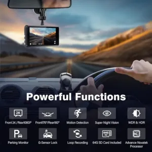 Dual Car Dash Cam Loop Recording Night Vision WDR 24H Parking Monitor G-Sensor