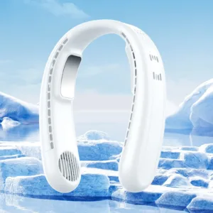 EGOPP Ultra Cooling Bladeless Wearable Personal Neck Fan with 2 Air Cooler Plates, 360° Airflow, Hands-Free Rechargeable Leafless Fan with 3 Adjustable Speeds for Outdoor Home Office