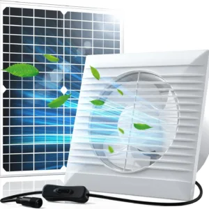Solar Exhaust Fan with 21600mAh Battery & Timer, 25W 8" Solar Powered Fan with Remote Control, 2800 RPM High-Speed Low Noise Waterproof Ventilation Fan for Chicken Coops, Greenhouses, Garages & Sheds
