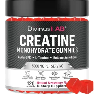 99.99% Creatine Monohydrate Gummies More 15% Strength, 5X Energy & Muscle Support Pre-Workout Complex Creatine for Women & Men with 5000mg Creatine, L-Taurine, B12, Mg and K, 0 Sugar, Vegan