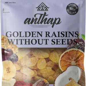 Anthap Golden Sultana Raisins without seed, No Sugar, Non GMO, Naturally Sweet & Juicy, Seedless for Easy Snacking, Golden Color for Premium Quality, High in Fiber & Antioxidants, 1kg
