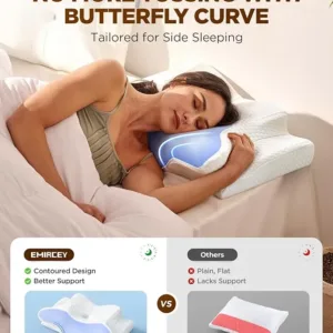 Cervical Neck Pillow for Pain Relief, Adjustable Memory Foam Pillows for Side Back Stomach Sleeper, Orthopedic Contour Bed Pillow