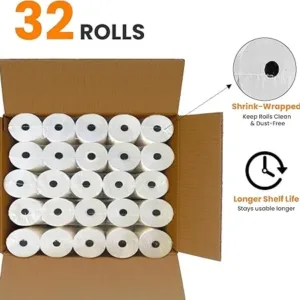(32 Rolls) 2 Ply White/Yellow Carbonless Rolls 3" x 95 Feet Kitchen Printer Paper Receipt Rolls– Compatible with Star Micronics SP700 SP2000 UP389 Omni 480 220 250- Ribbons Required- Not Thermal Paper