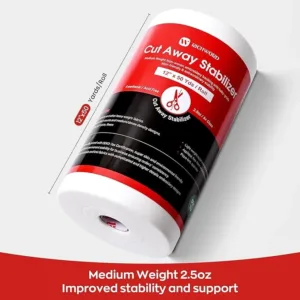 RICHWORD Cut Away Machine Embroidery Stabilizer Backing 12" x 50 Yard roll, 2.5 Oz Medium Weight - Cut into Variable Sizes - for Commercial and Home Embroidery Machine