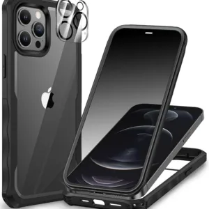 CENHUFO Compatible with iPhone 12 Pro Max Case Built-in Privacy Screen Protector with Camera Lens Protector, 360 Full Body Privacy Case for iPhone 12 Pro Max with Anti Spy Screen -Black
