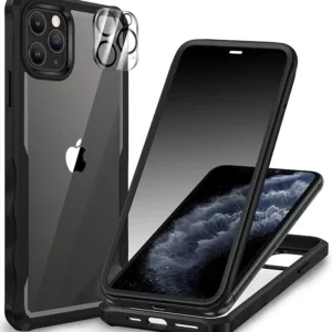 CENHUFO iPhone 11 Pro Max Case, with Built-in Anti Peep Glass Privacy Screen Protector and Camera Lens Protective Full Body Shockproof Cover Spy Privacy Phone Case for iPhone 11 Pro Max - Black