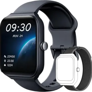 TOOBUR Smart Watch for Women Alexa Built-in, 1.95" Fitness Tracker with Answer/Make Calls, IP68 Waterproof/Heart Rate/Sleep Tracker/100 Sport Modes, Fitness Watch Compatible Android iOS Dual Straps