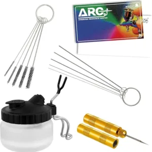 Airbrush Cleaning Kit 13-Piece, Airbrushing Cleaner Set with 1 Glass Pot Jar, 5 Cleaning Needles, 5 Brushes, 1 Wash Needle & Cleaner Set Kit