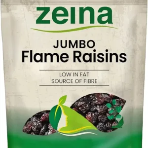 Zeina Jumbo Flame Raisins with Resealable Zip for Snacking and Home Baking (1Kg) - Source of Fibre, Low Fat - Perfect as Raisins Snack Packs for Kids, Perfect for a Healthy Vegan Diet