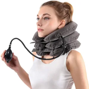 Neck Stretcher, Neck Traction Device, Cervical Traction Device for Neck Pain Relief, Neck Brace Adjustable Inflatable Neck Stretcher, Decompression Equipment for Home Use (Grey)