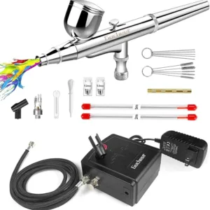 Gocheer Upgraded 30PSI Airbrush Kit, Multi-Function Dual-Action Airbrush Set with Compressor for Painting Portable Air Brush Set for Makeup