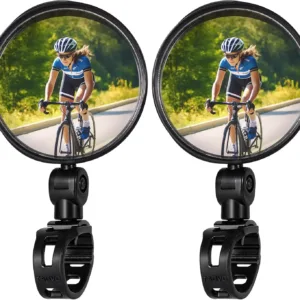 2 Pack Bicycle Mirror for Handlebars – Adjustable Bike Mirror Handlebar Mount, Wide Field of View for Safe Cycling, Easy Installation, Vibration-Free (Black-round)