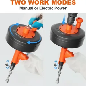 Drain Auger, Drain Snake With Drill Adapter, 25ft Plumbing Auger Heavy Duty Flexible Sink Steel Plumbing Auger Bathroom Hair Clog Removal Tool, Manual Or Powered - No auto retract or feed