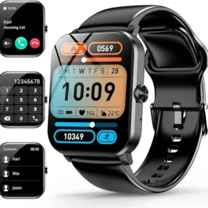 Smart Watch, 1.85" Smartwatch for Men Women (Answer/Make Call), IP68 Waterproof Fitness Tracker, 120+ Sport Modes, Heart Rate, Sleep Monitor, Spo2, Activity Tracker for Android iOS (Black