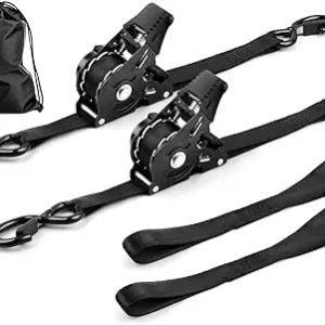Retractable Ratchet Straps Heavy Duty 2 Pack 10 FT 1800 LB Break Strength Ratchet Tie Down Straps with Safety Lock S Hooks and Soft Loop Tie Down Straps