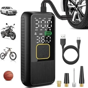 Tire Inflator Portable Air Compressor, 4X Faster 150PSI Smart Air Pump for Car Tires with Digital Pressure Gauge, Portable Fast Tire Inflator for Car, Bike, Motorcycle, Balls