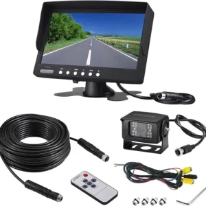 Heavy Duty Vehicle Truck Bus Backup Camera System,Waterproof Night Vision Rear View Camera with 7 inch Monitor+66ft 4 PIN Camera Cable for Bus Truck Van Trailer RV Campers Motor Home(12V 24V)