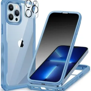 CENHUFO Compatible with iPhone 13 Pro Case Built-in Privacy Screen Protector with Camera Lens Protector, 360° Full Body Shockproof Case for iPhone 13 Pro with Anti Spy Screen -Blue