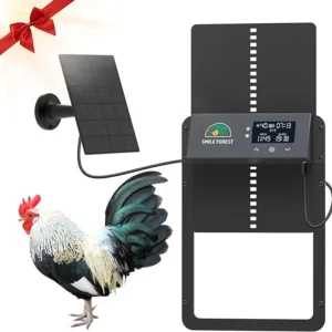 Automatic Chicken Coop Door,Multi-Modes for Chicken Door,Aluminum Chicken Coop Door with Anti-Pinch Feature,Automatic Chicken Door with LCD Display,Solar Chicken Coop with Timer & Light Sensor