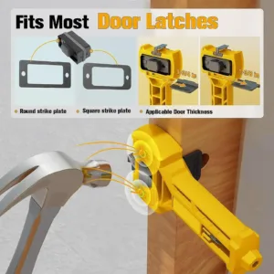Door Latch Kit, Door Latch Mortise Tool for Accurate Scoring and Chiseling, Door Installation Kit Fits for Square or Round Latch, 1-3/8" or 1-3/4" Thick Doors, Built-in Scoring and Chisel Tools