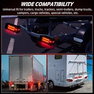 LED Trailer Lights Kit - Submersible Rectangular Trailer Tail Light Kit with Metal Box, Utility Brake Stop Turn License Trail Lights for Boat Trailer RV Truck Camper Tractors Canoes