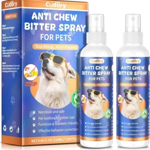 Cudory 2PCS Anti Chew Spray for Dogs, Bitter Apple Dog Spray, 240ml Natural Dog Repellent Spray to Stop Chewing, Cat Deterrent Spray Training Behavior Aids for Dogs