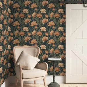 HeloHo Vintage Peel and Stick Wallpaper Floral Contact Paper for Cabinets Boho Flower Removable Self Adhesive Waterproof Thicken Eco-Friendly Wall Paper for Bedroom Bathroom 17.3×78.7