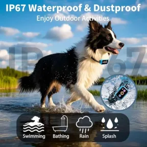 Dog Training Collar with Remote - 5 Modes with Step Counter & Smart Color Screen 3300FT Electric Dog Shock Collar IP67 Waterproof Rechargeable E Collar for Large Medium Small Dogs (Blue)