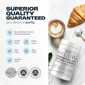 Collatine - Premium Collagen Peptides + Creatine with Vitamin C, Hyaluronic Acid and Magnesium for Skin, Hair, Nails, Bone & Joint, Muscle, Immune and Cognitive Aid (.55 LB (250 G/8.8 OZ)